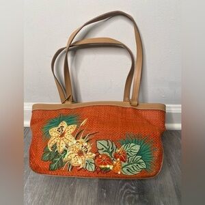 Vintage Etienne Aigner Embellished Floral Woven Shoulder Bag Purse